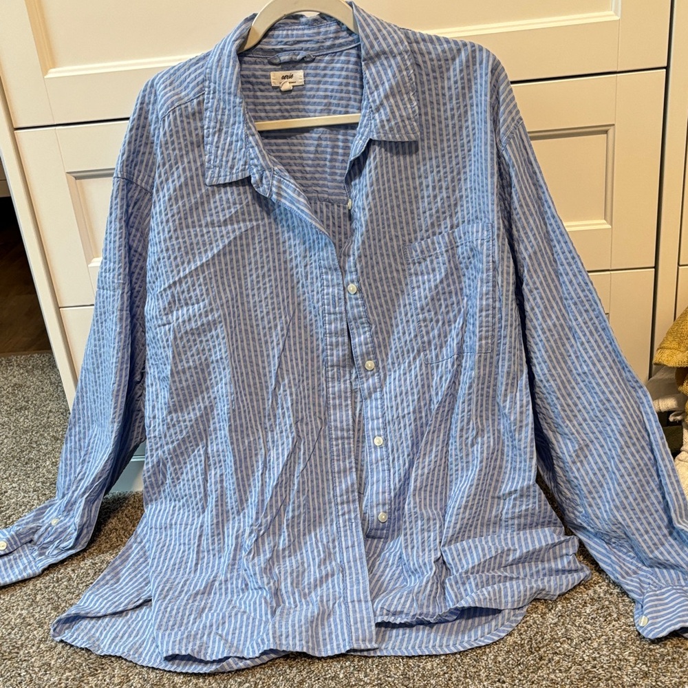 Aerie Light Blue Striped Shirt